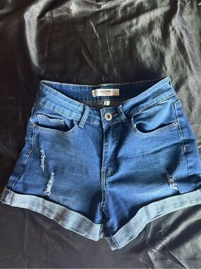 California Vintage Copper Blue Denim Shorts - Women's Rolled Hem